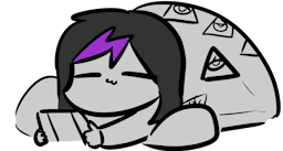 Teethy relaxing in bed with a tablet